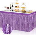 3 Pack 29x108 Inch Light Purple Foil Fringe Table Skirts Metallic Banner by Ferwzsr