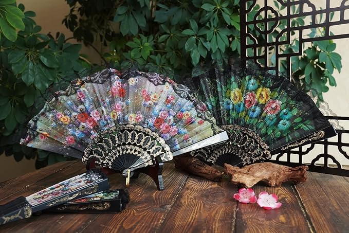 HUNANBANG 4 Pieces Folding Hand Fans Church Wedding Gift, Party Favors - Image 5