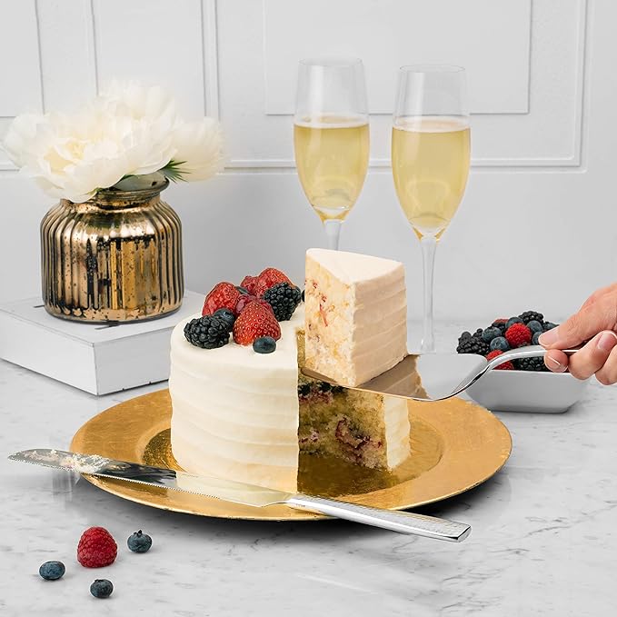 Hudson Essentials Hammered 18/10 Stainless Steel Cake Knife & Cake Server Set - Image 6