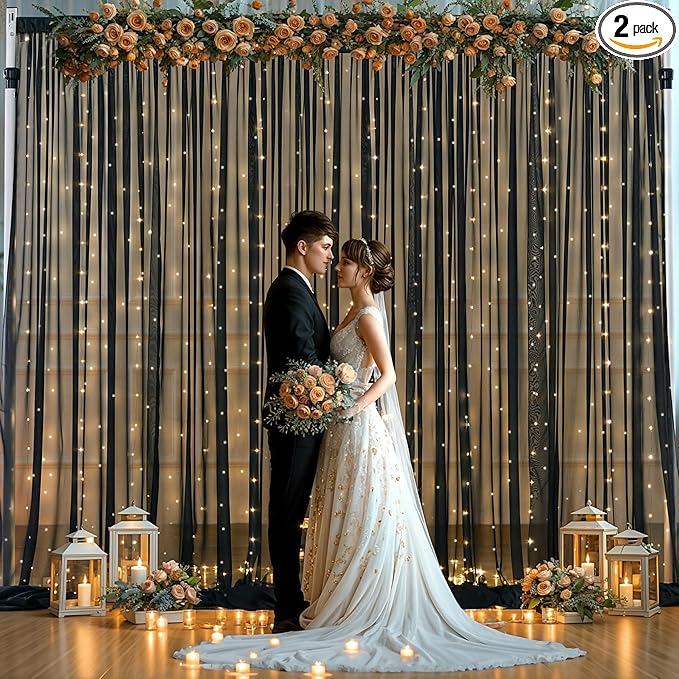 10x10ft Black Chiffon Backdrop Curtain by Shillance