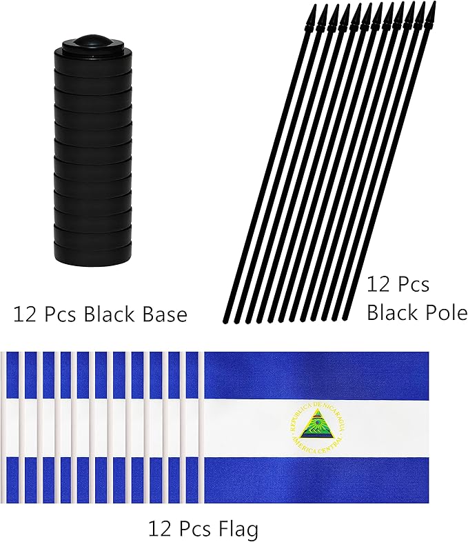 12 Pack Nicaragua Desk Flags Set, Nicaraguan Small Mini Table Office Flags - Image 3