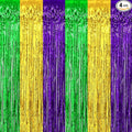 4 Pack Mardi Gras Foil Fringe Curtain Backdrop, 3.28Ft x 8.2Ft Gold Green by Unknown