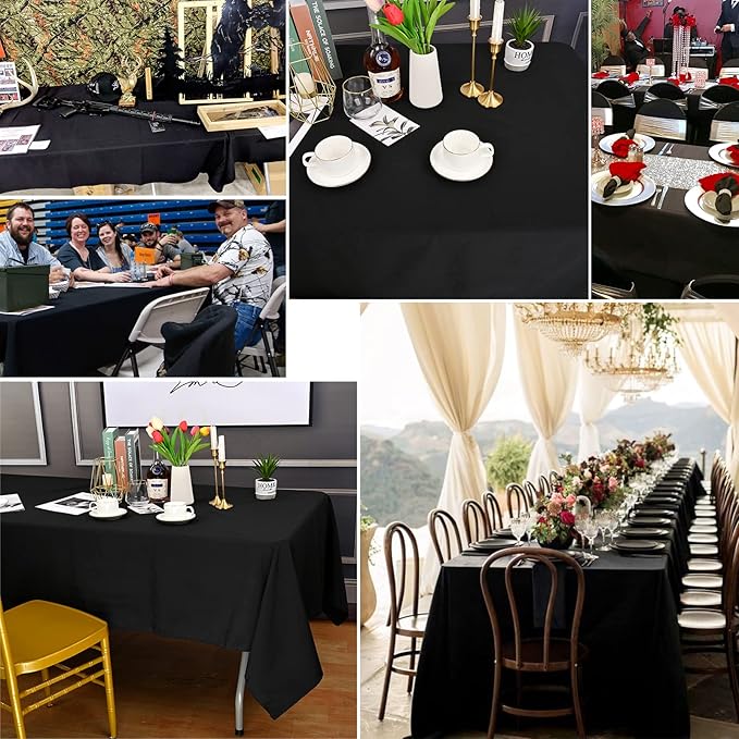10 Pack Polyester Tablecloth, 60 x 102 Inch Black Polyester Table Cloth - Image 7