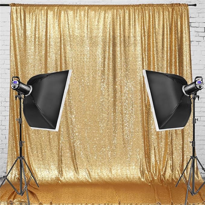 Eternal Beauty Gold Sequin Backdrop, 8x8 Ft Glitter Background Curtains - Image 3