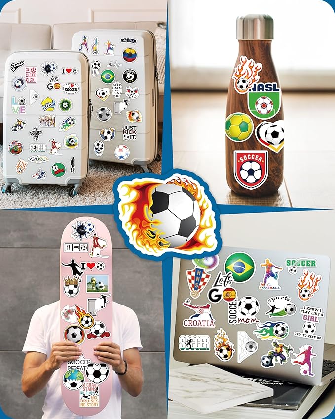 100 Pcs Sport Stickers for Kids, Soccer Water Bottle Stickers, Vinyl Waterproof - Image 2