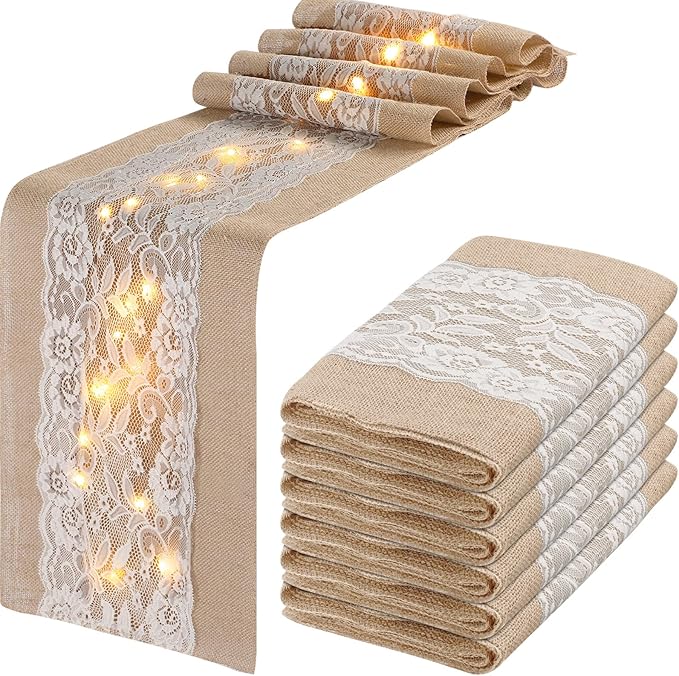 Tudomro 6 Pcs Burlap Table Runner by Tudomro