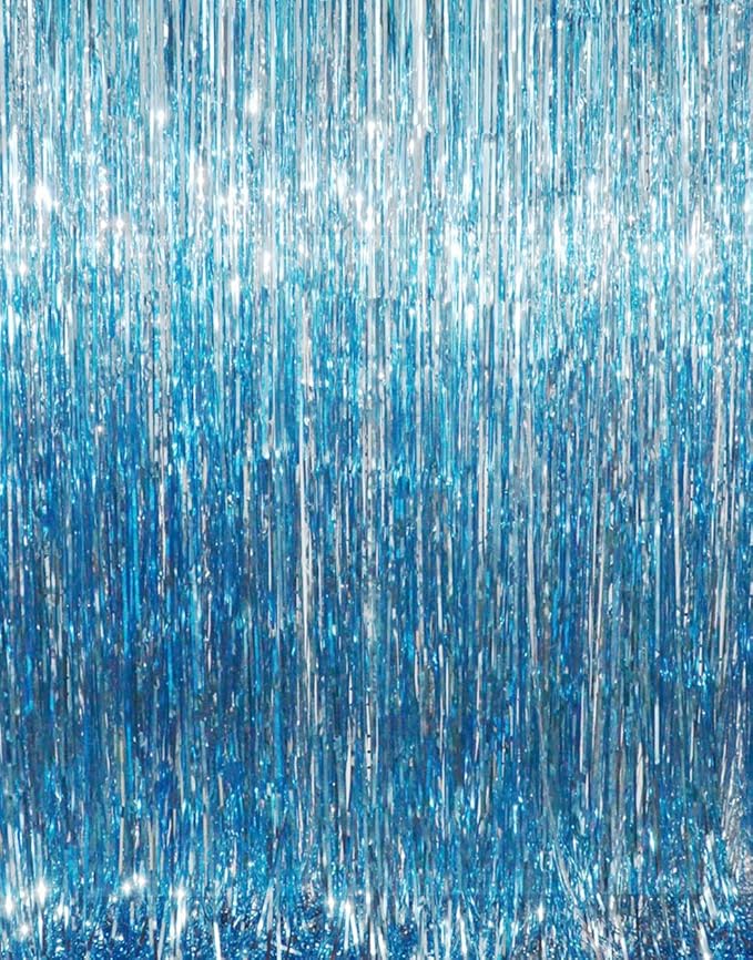 GOER 3.2 ft x 8.2 ft Metallic Tinsel Foil Fringe Curtains Party Photo Backdrop by GOER