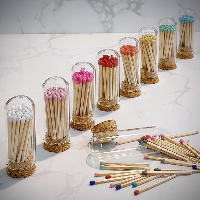 2" White Tip Matches with 3 Mini Cloche Jar + Striker Stickers Included | 100 - Image 6