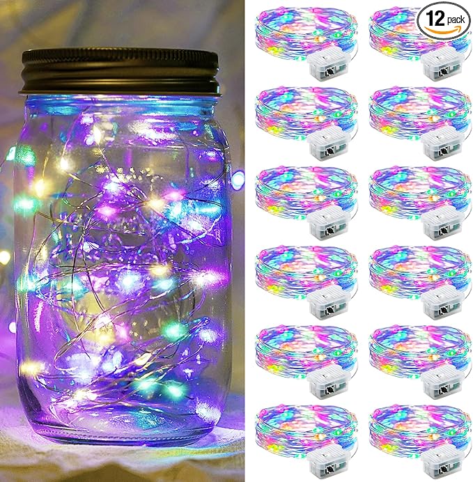 12 Pack Rainbow Fairy Lights 7Ft 20 LED Twinkle String Lights 3 Modes Battery by chzk