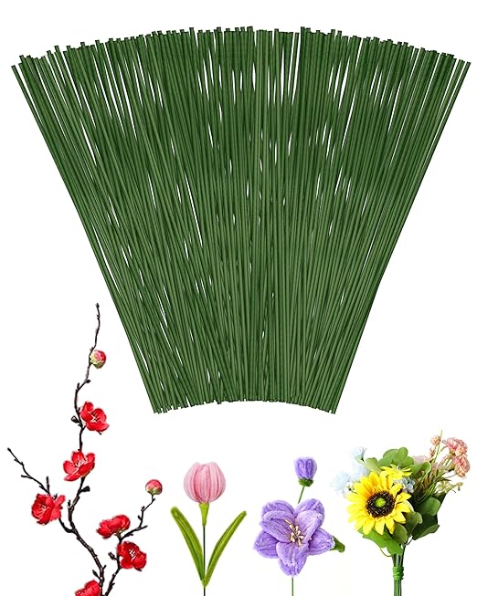 50 PCS FIVEIZERO 16 Gauge Green Floral Wire Stems by FIVEIZERO