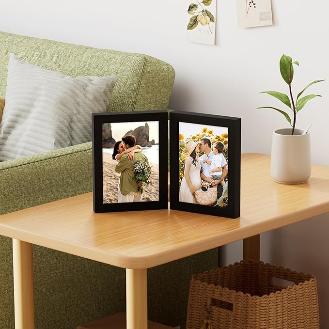 decorUhome Double 5x7 Picture Frame Vertical, Engineered Wood Bifold Photo Frame - Image 7