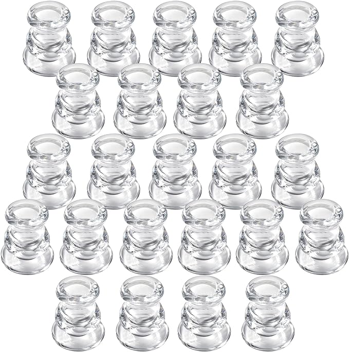 IYOUYA Clear Glass Candlestick Holders 24PCS, 2.1" H Taper Candle Holders Bulk by IYOUYA