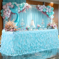 Partisky Aqua Blue Tulle Curly Willow Table Skirt by Partisky