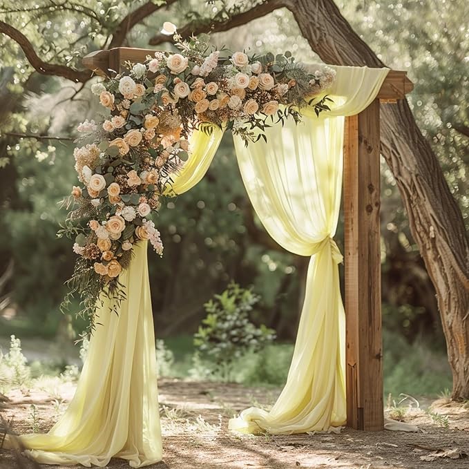 Wokceer Beige Wedding Arch Draping Fabric Backdrop 4 Panels 28.7" X 20FT Sheer - Image 7