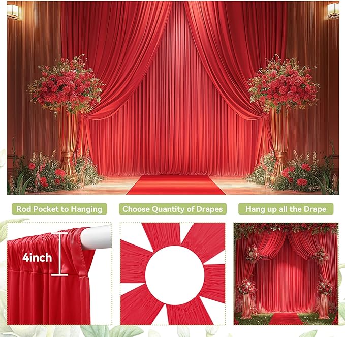 PartyVillage 20ft×15ft Red Backdrop Curtain - Image 5