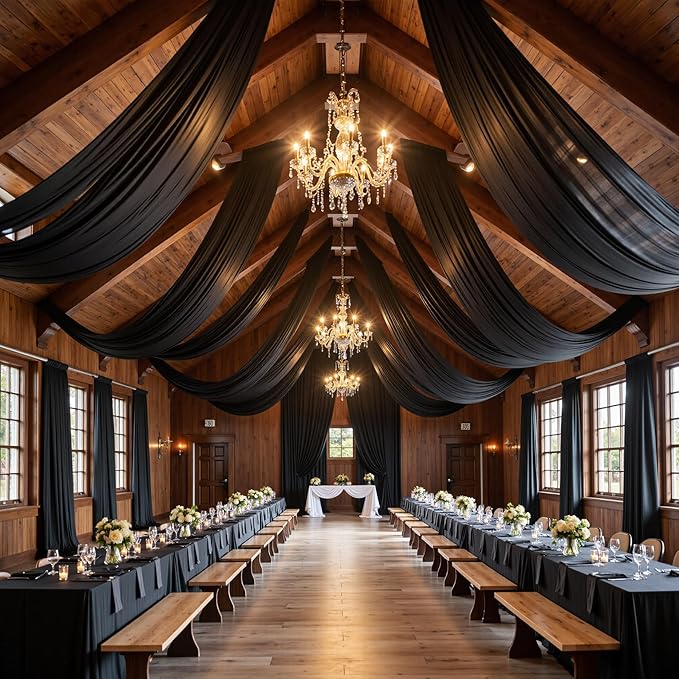 30ft x 15ft Black Wrinkle Free Backdrop Curtain - Image 7