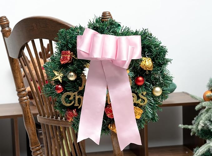 Pink Satin Ribbon Double-Faced Wired Ribbons - Image 5