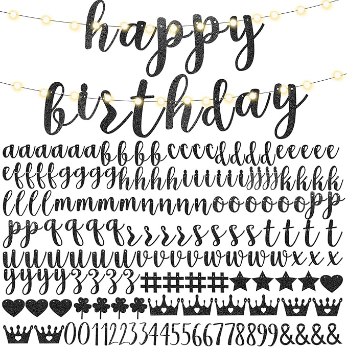 TaoBary 167 Pcs DIY Banner Kit Happy Birthday Glitter Banner Customizable by TaoBary
