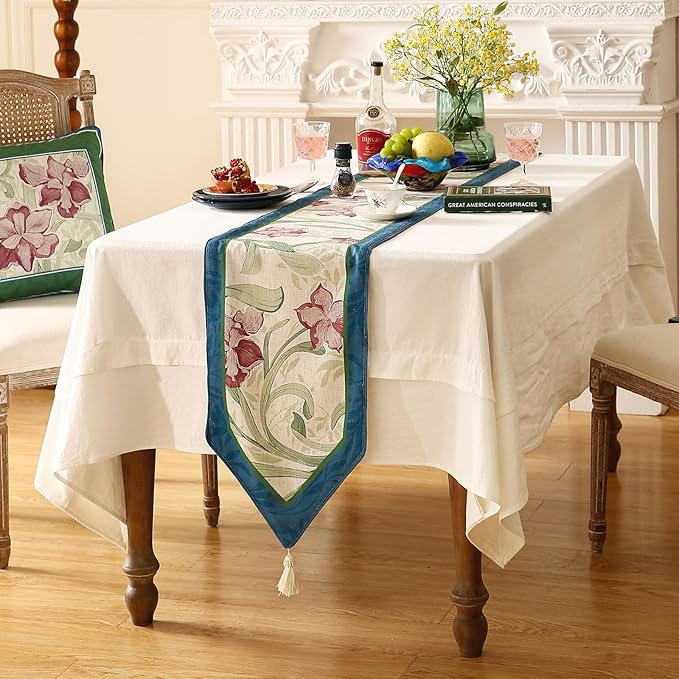 patdrea Designer Elegant Bright Linen Extra Long Table Runner 118 Inch Long - Image 8
