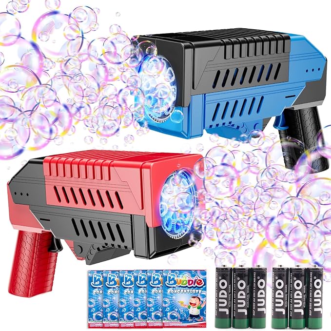 SHCKE Bubble Gun for Kids 2 Packs, Bubble Machine for Kids, 8 Holes Bubble by HOME