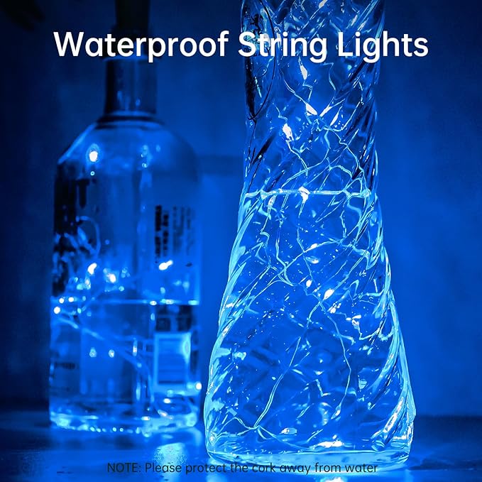 Aluan Wine Bottle Lights with Cork 10 Pack 20 LED Christmas Mini Fairy Lights - Image 4