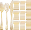 Supernal 300pcs Gold Glitter Plastic Cutlery Disposable Utensils Gold Plastic by supernal