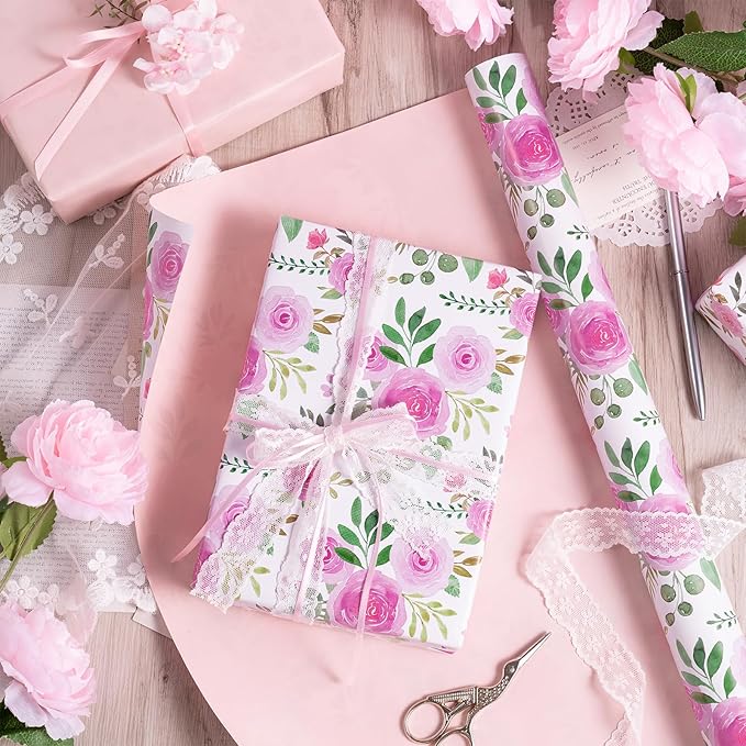 RUSPEPA Reversible Floral Wrapping Paper Roll, Mini Roll, Elegant Gift Wrap - Image 3