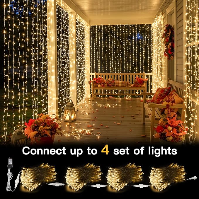 suddus Curtain Lights for Bedroom, 300 Led 9.8x9.8ft Hanging String Lights - Image 3