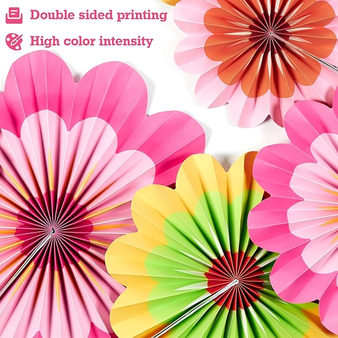 Easy Joy Paper Decorations Hanging Flower Fans - Image 3
