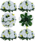 BLOSMON White Fake Flowers Centerpieces: 6 Pcs Artificial Roses Flower Ball by Blosmon