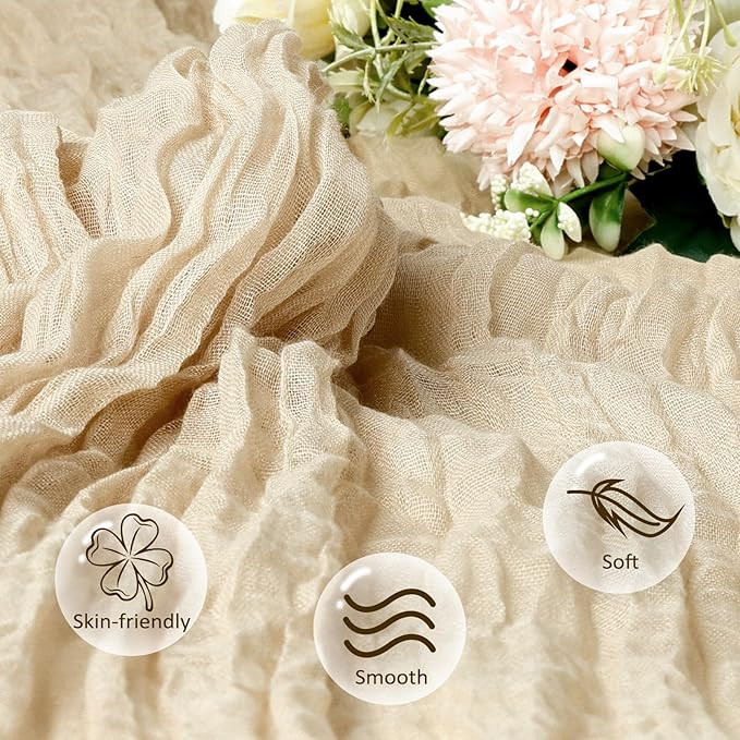 12 Pack Beige Cheesecloth Fall Table Runner 10ft Boho Gauze Fabric Cheese Cloth - Image 4