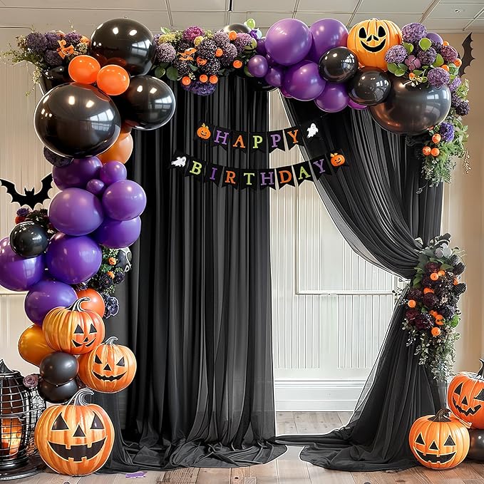 Black Wedding Arch Draping Fabric 3 Panels 30'' x 20FT Black Drapes Sheer - Image 6