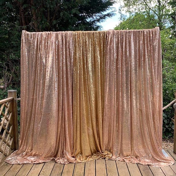 Backdrop Curtain Drapes 2 Panels Rose Gold Party Sequin Background 2FT x 8FT - Image 7
