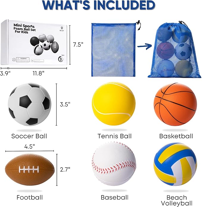 Set Of 6 Mini Sports Foam Balls - Image 6
