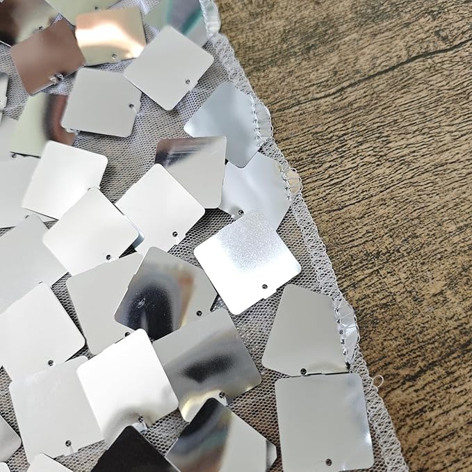 Silver Sequin Backdrop 8ft * 8ft 1 Panel, Shimmer Wall Backdrop Photobooth Props - Image 6