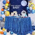 QueenDream Rectangle Wedding Tablecloth Royal Blue- 90x132 Inch Sequin Fabric by QueenDream