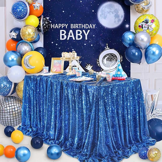 QueenDream Royal Blue Sequin Tablecloth - Image 2