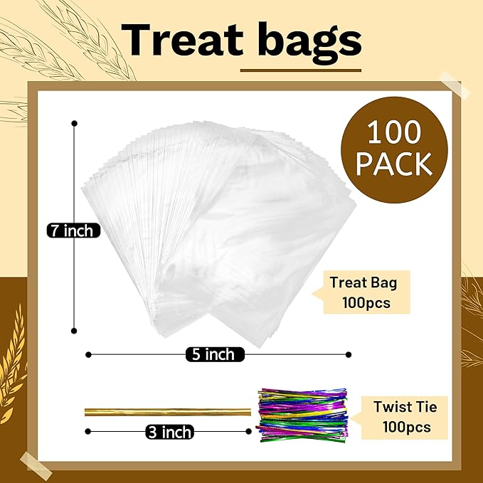 LOKIQNG Cellophane Bags Plastic Treat Bag Clear Cookie Candy Bags - Image 4