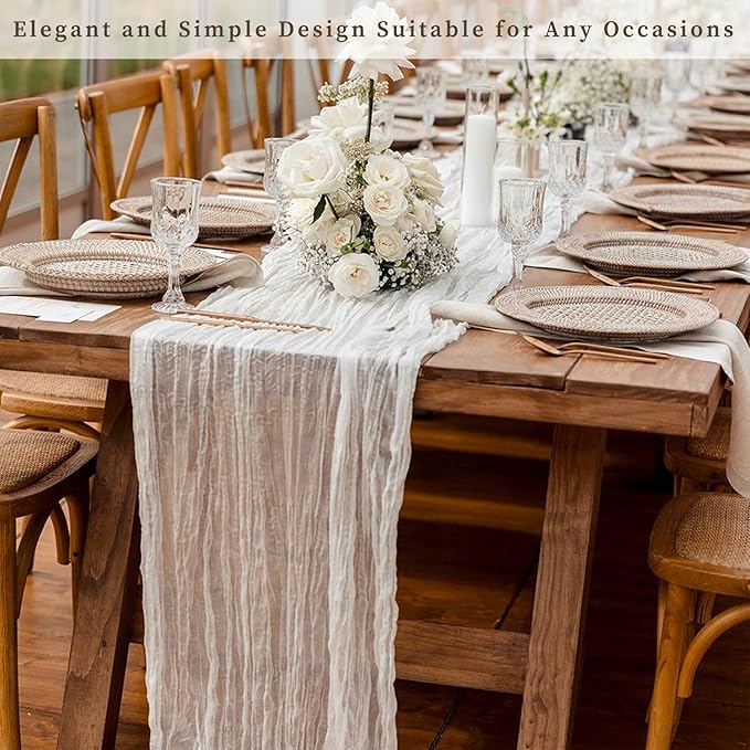 10FT 6 Pack White Cheesecloth Table Runner 20 x 120 Inch Long Rustic Gauze - Image 7