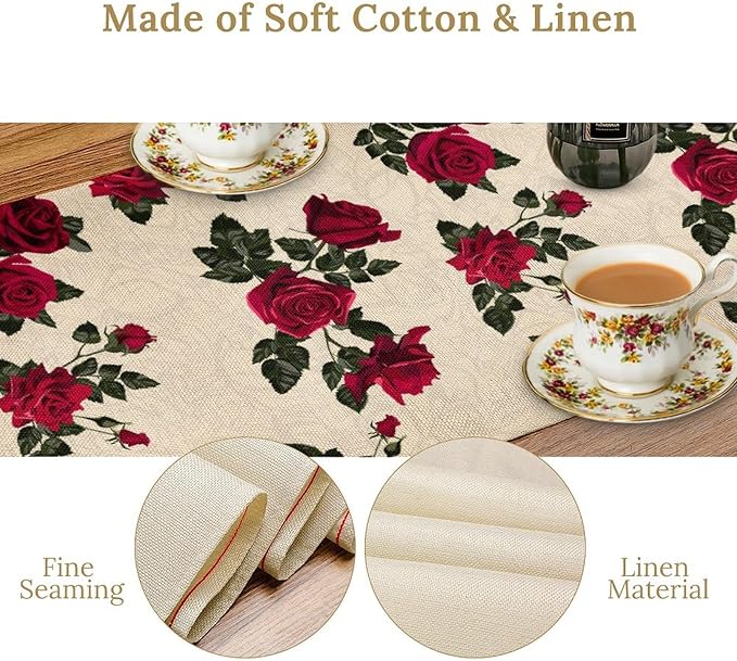 Vintage Rose Table Runner, 13x36 Inch - Image 4