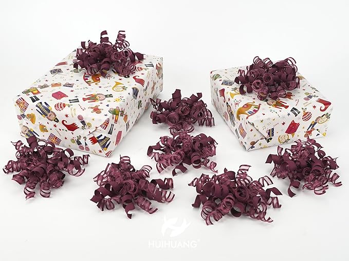 HUIHUANG Christmas Bows for Gift Wrapping Burgundy Curly Gift Bow 5 inch x 8 - Image 9