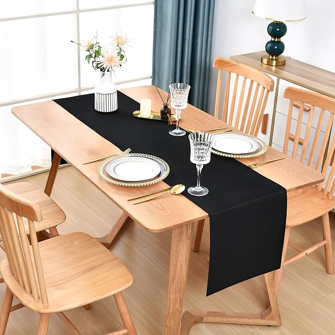 Farmhouse Black Table Runner Dining Table Runners 90 Inches Long Coffee Table - Image 2