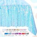 QueenDream Sequin Iridescent Tablecloth 60x102 Inches Blue Sequin Table Overlay by QueenDream