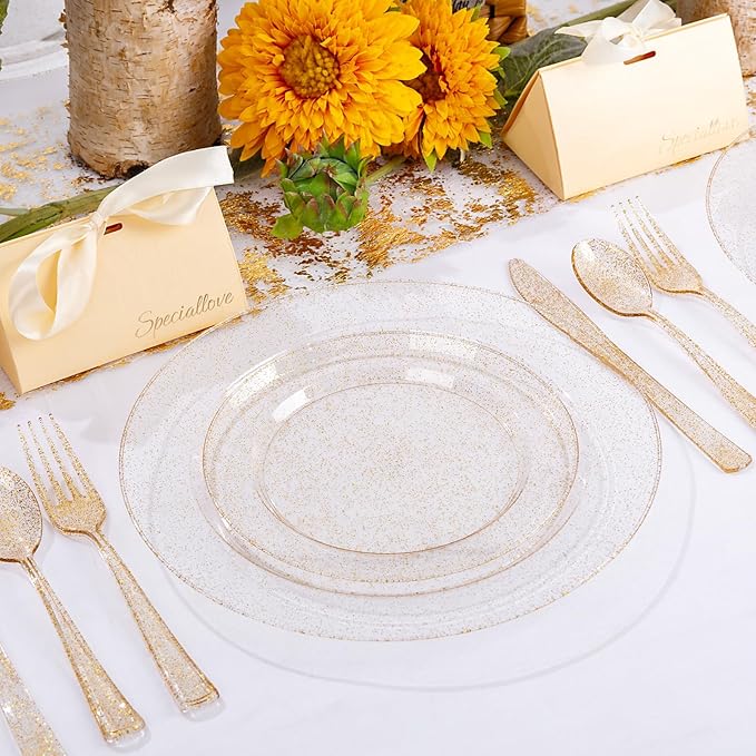 WDF 200PCS Gold Plastic Plates - Image 4