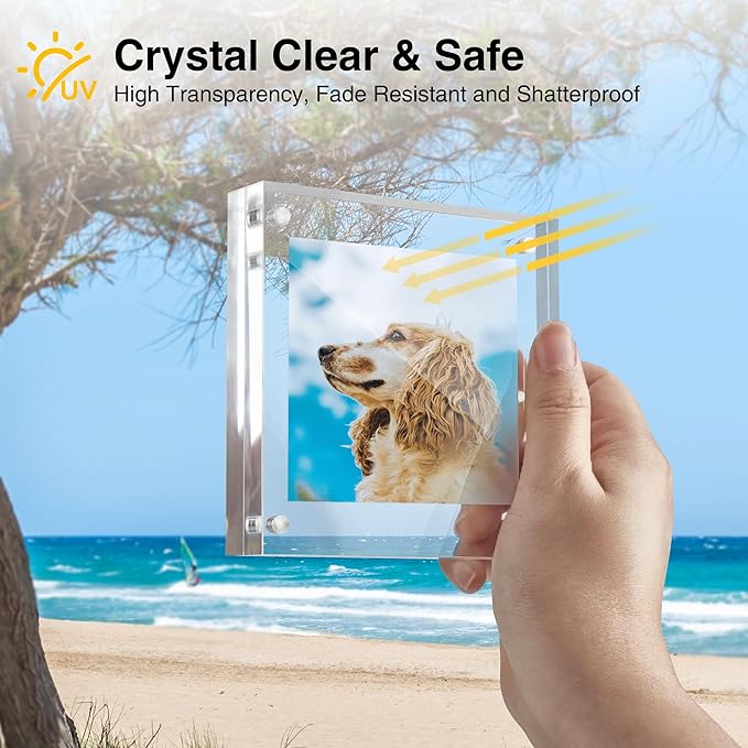 HOUSE DAY Acrylic Picture Frames 4x4, 6 Pack Magnetic 4 x 4 Picture Frame - Image 6