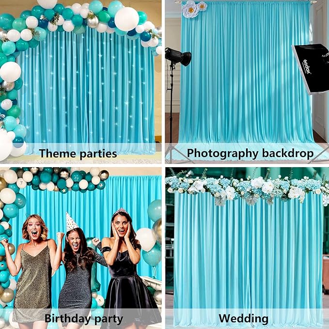 10 x 7 Feet Sky Blue Backdrop Curtain - Image 6