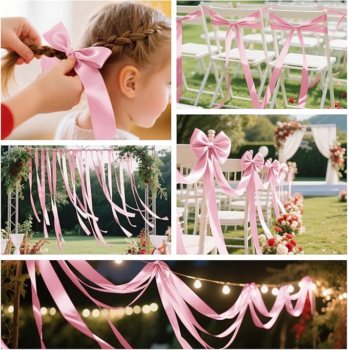 Pink Satin Ribbon 1 Inch Wide x 50 Yards, Double Faced Polyester Ribbon - Image 5