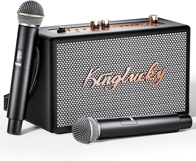 Retro Karaoke Machine for Adults Kids, Portable Bluetooth Speaker by Kinglucky