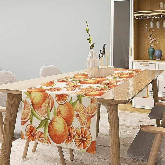 Spring Summer Orange Citrus Table Runner Sweet Fruit Botanical Print Little - Image 2