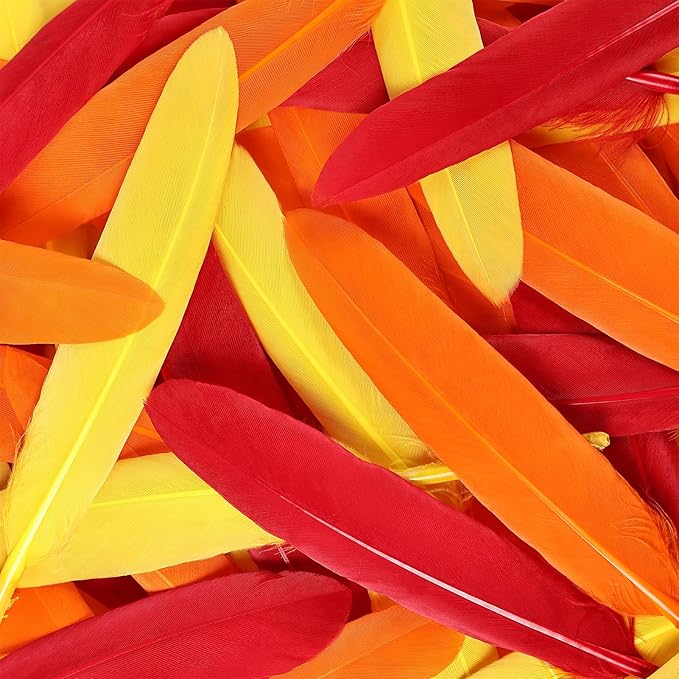 FeelfunFeather 120pcs Colorful Feathers Natural Bulk, 4-6 inch 10-15cm Red - Image 4